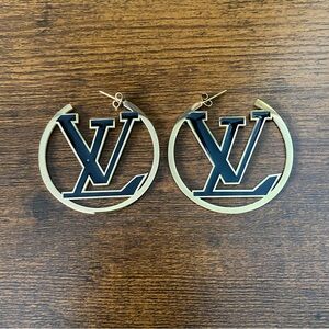 18K Gold & Black Luxury Hoop Earrings